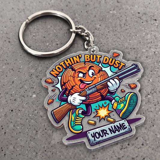 Maxcorners Clay Shooting Funny Cartoon Nothin But Dust Shooter Customized Name 3D Keychain And Ornament
