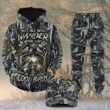 Maxcorners Hunting Not All Who Wander Deer Forest Gray Camo Personalized 3D Combo Hoodie, Sweatpants Set & Cap