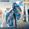 Maxcorners Fishing White Blue Lava Sun Protection Personalized Name, Team Name Long Sleeve Shirt