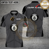 Maxcorners Billiards Geometric Black Pattern Personalized Name 3D Unisex Shirt