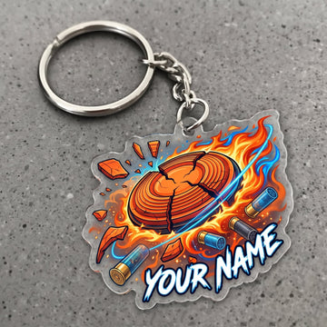 Maxcorners Clay Shooting Flaming Clay Target Customized Name 3D Keychain And Ornament