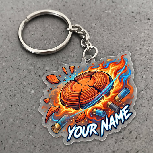 Maxcorners Clay Shooting Flaming Clay Target Customized Name 3D Keychain And Ornament