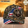 Maxcorners Hunting Wildlife Woodland Camo Ripped American Flag Personalized Name 3D Cap