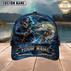 Maxcorners Fishing Skull Fisherman Deep Blue Ocean Personalized 3D Cap