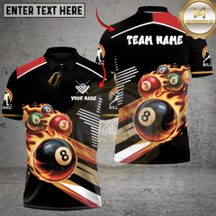 Maxcorners Billiard 8 Ball Inferno Personalized Name 3D Unisex Shirt