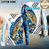Maxcorners Fishing White Blue Lava Sun Protection Personalized Name, Team Name Long Sleeve Shirt
