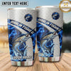 Maxcorners Fishing Tumbler Silver Blue Honeycomb Badge Design Personalized Name Tumbler (13 Species)