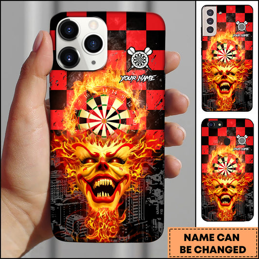 Maxcorners Darts Flaming Demon Dartboard Multicolor Personalized Name 3D Phone Case