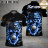Maxcorners Patriotic Skull Fire Golf Polo Personalized Name, Team Name 3D Shirt (4 Colors)