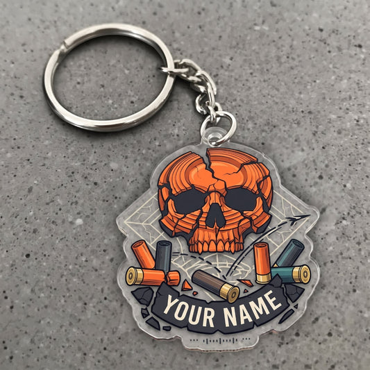 Maxcorners Clay Shooting Skull With Clay Targets And Shells Customized Name 3D Keychain And Ornament
