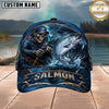 Maxcorners Fishing Skull Fisherman Deep Blue Ocean Personalized 3D Cap