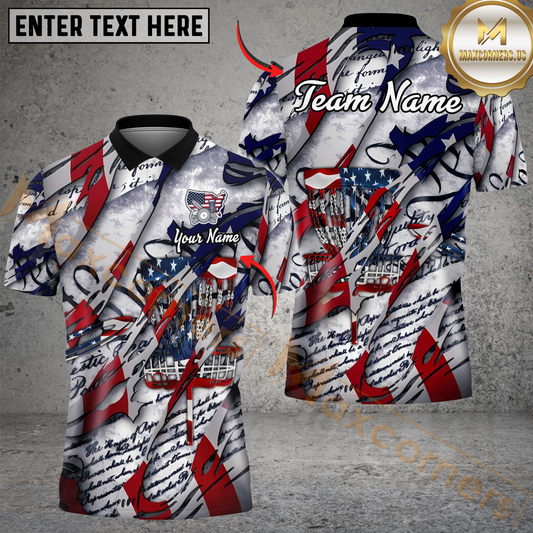 Maxcorners Disc Golf American Patriot Customized Name, Team Name 3D Shirt