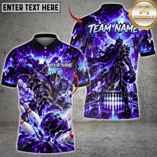 Maxcorners Bowling Armored Knight Warrior Thunder Lightning Cosmic Pins Strike Artwork Multicolor Customized Name, Team Name 3D Shirts