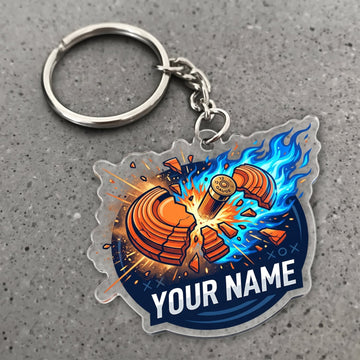 Maxcorners Clay Shooting Blue Flame Clay Target Customized Name 3D Keychain And Ornament