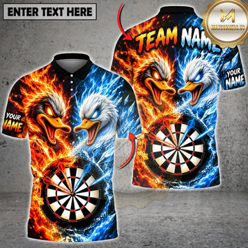 Maxcorners Darts Fire And Ice Angry Duck Mascot Dual Element Target Board Graphic Multicolor Customized Name, Team Name 3D Shirts