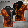 Maxcorners Bowling Lion Fire Flame Multicolor Customized Name, Team Name 3D Polo Shirt