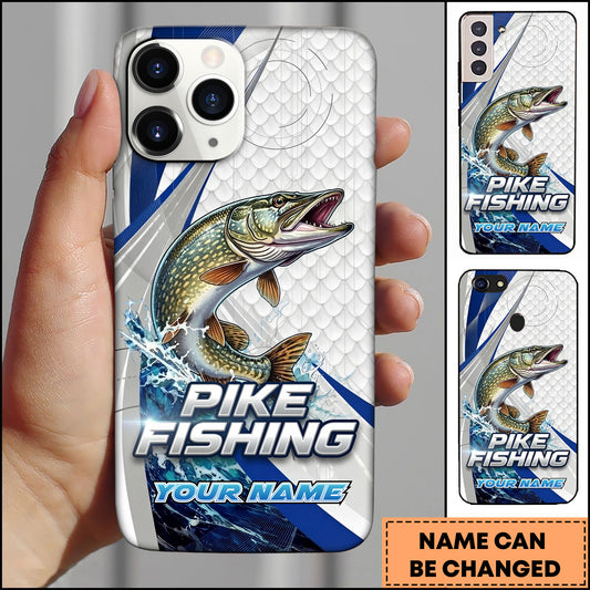 Maxcorners Pike Fishing Phone Case Splash Art Fishing Phone Case Custom Name