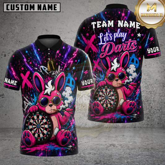 Maxcorners Darts Smoking Bunny Multicolor Customized Name, Team Name 3D Shirts
