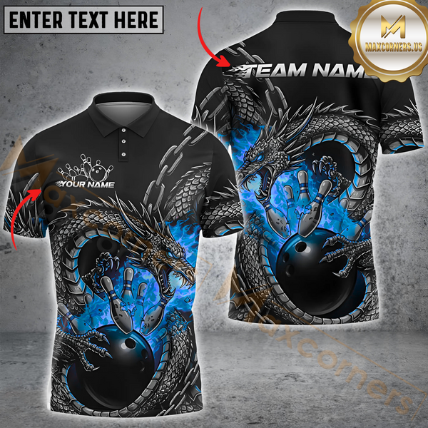 Maxcorners Bowling Dragon Fire Multicolor Customized Name, Team Name 3D Shirts