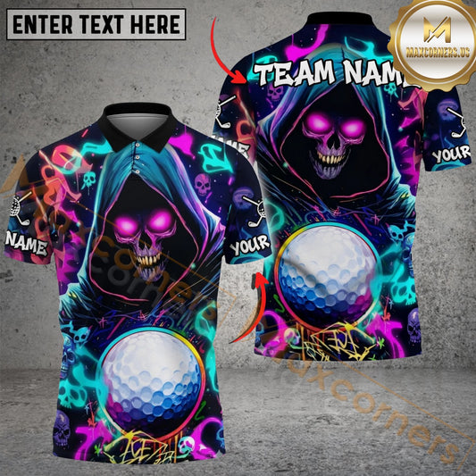 Maxcorners Electric Reaper Golf Polo Customized Name, Team Name 3D Shirts
