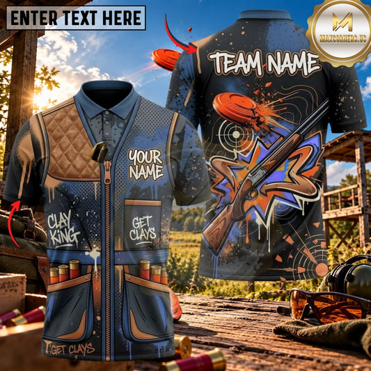 Maxcorners Clay Shooting Tactical Vest Graffiti Shotgun Multicolor Customized Name Team Name 3D Shirts (4 Colors)
