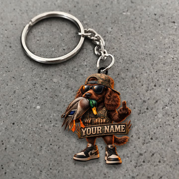 Maxcorners Duck Hunting Boykin Spaniel Adventure Hunter Mascot Custom Name Gift 2D Flat Acrylic Ornament, Keychain