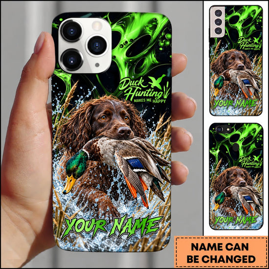Maxcorners Duck Hunting Golden Retriever Green Lightning Water Splash Personalized Name 3D Phone Case - Black Labrador Retriever