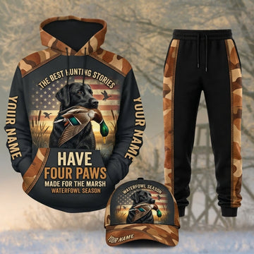 Maxcorners Duck Hunting Have Four Paws Hunting Story Black Camo Personalized 3D Shirts