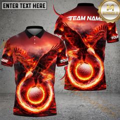 Maxcorners Phoenix Flame Golf Polo Customized Name, Team Name 3D Shirts (4 Colors)