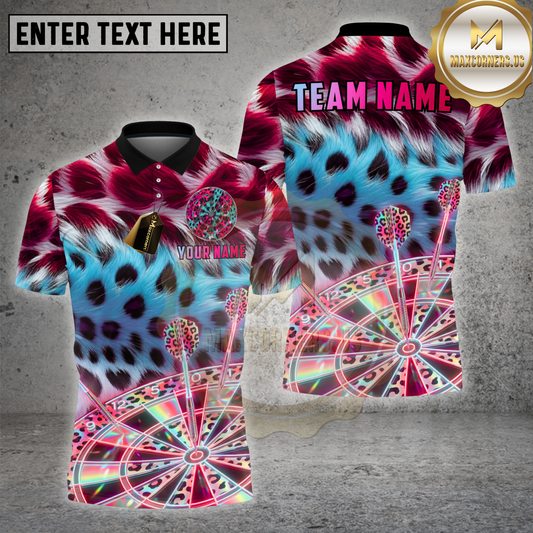 Maxcorners Darts Shirt Leopard Fur Pattern Dartboard Art Multioptions Personalized Name, Team Name 3D Shirt (4 Colors)