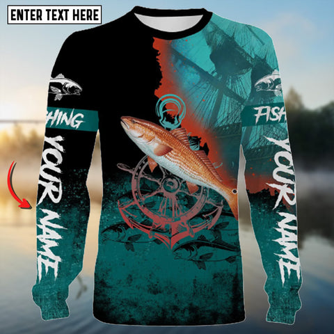 Maxcorners Redfish Puppy Drum Fishing Customized Name 3D Shirt