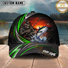 Maxcorners Fishing Skull Angler Green Wave Personalized 3D Cap
