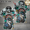Maxcorners Dart Board Shark Mascot Fierce Expression Streetwear Style Multicolor Customized Name, Team Name 3D Shirts