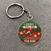 Maxcorners Personalized Merry Pull-Mas Shotgun Santa Hat Gold Clay Christmas Acrylic Christmas Ornament And Keychain Custom Gift For Hunters 2D Flat