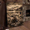 Maxcorners Moose Hunting Snowy Mountain Forest Personalized Canvas Wall Art