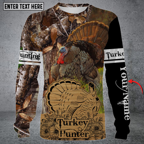 Maxcorners Beautiful Turkey Hunting Custom Name 3D All Over Printed Long Sleeve Shirt