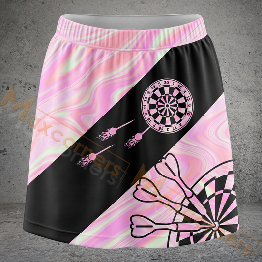 Maxcorners Darts Pastel Marble Dartboard Personalized 3D Skirts With Shorts