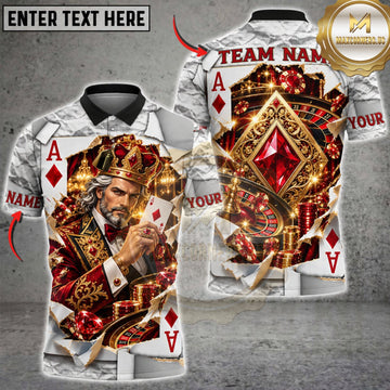 Maxcorners Darts Ace Of Diamonds Playing Cards Royal Gold Design Personalized Name 3D Unisex Shirt
