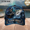 Maxcorners Fishing Skull Fisherman Deep Blue Ocean Personalized 3D Cap