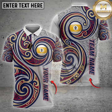 Maxcorners Billiards Colorful Celtic Tribal Eight Ball Swirl Personalized Name 3D Unisex Shirt