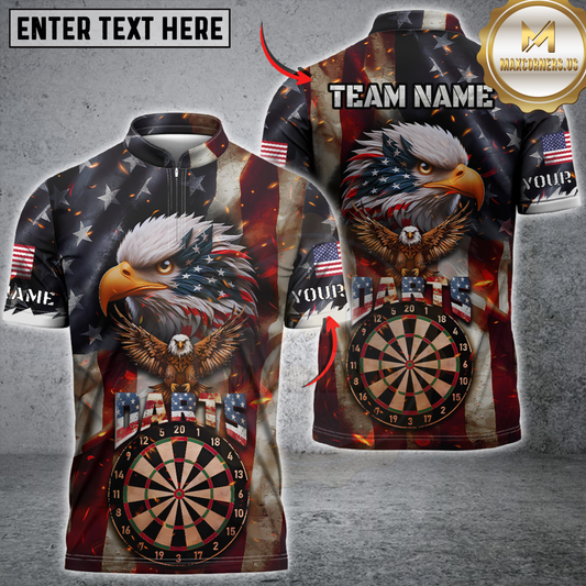 Maxcorners Patriot Eagle Darts Personalized Name 3D Unisex Shirt