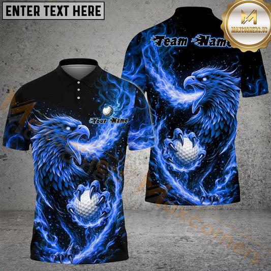 Maxcorners Blazing Phoenix Golf Polo Personalized Name, Team Name 3D Shirt (4 Colors)