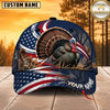 Maxcorners Hunting Wildlife Navy Blue American Flag Wave Personalized Name 3D Cap