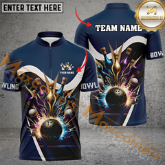 Maxcorners Ball And Pins Digital Bowling Jersey Multicolor Option Customized Name, Team Name 3D Polo Shirt