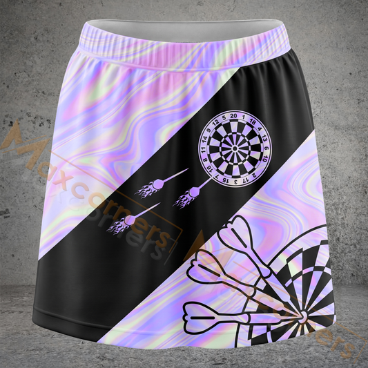 Maxcorners Darts Pastel Marble Dartboard Personalized 3D Skirts With Shorts
