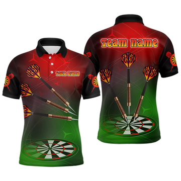Maxcorners Men’s Personalized Darts Shirts With Multi-Color Dartboard And Flame Dart Arrows LM1605