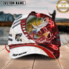 Maxcorners Fishing White Red Lava Sport Personalized Name Classic 3D Cap Personalized Cap (13 Breeds)