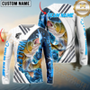Maxcorners Fishing White Blue Lava Sun Protection Personalized Name, Team Name Long Sleeve Shirt