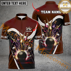 Maxcorners Ball And Pins Digital Bowling Jersey Multicolor Option Customized Name, Team Name 3D Polo Shirt