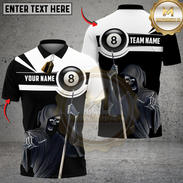 Maxcorners Billiards Grim Reaper Shadow Personalized Name 3D Unisex Shirt
